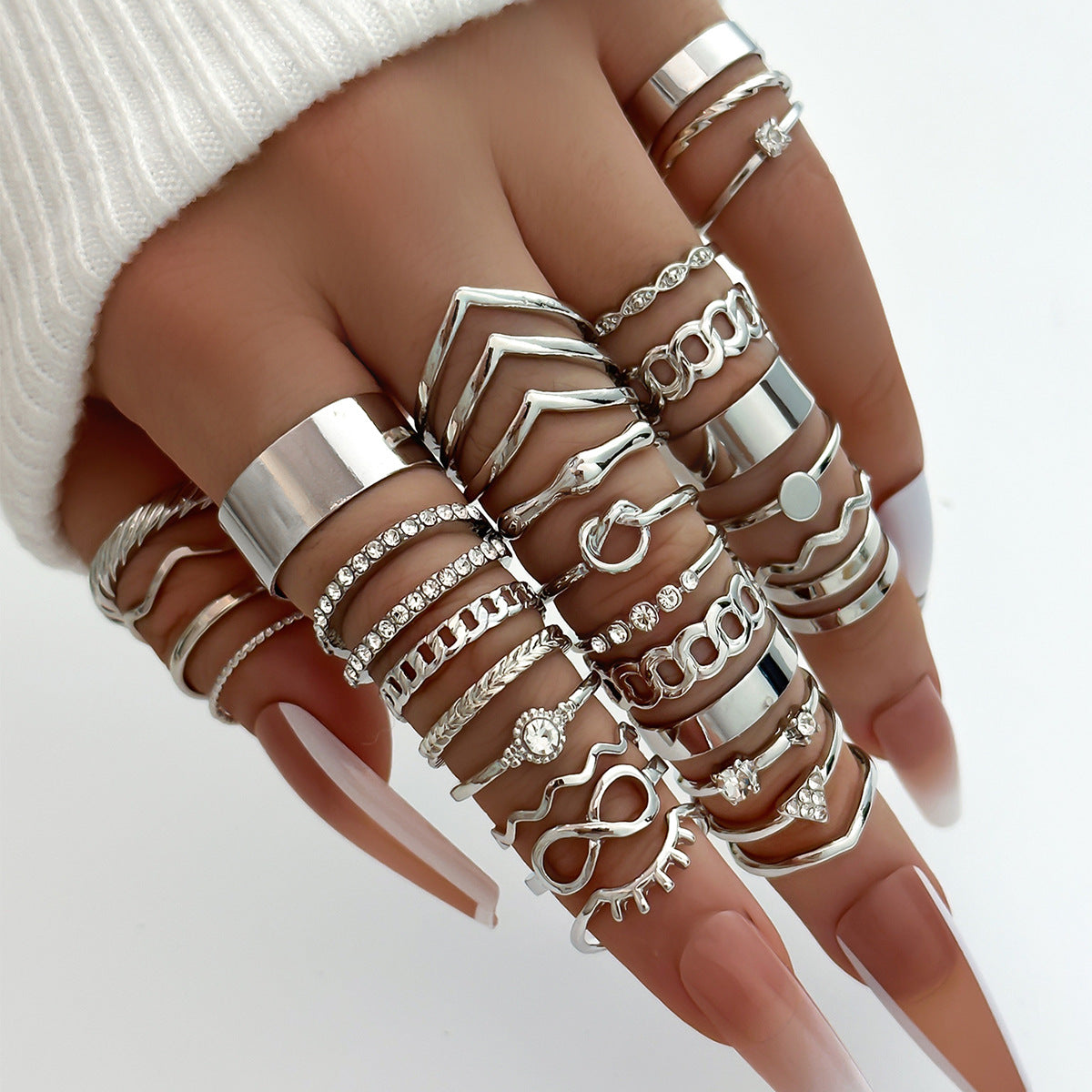 30 PCS Gold Tone Statement Ring Set