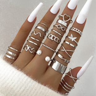 30 PCS Gold Tone Statement Ring Set