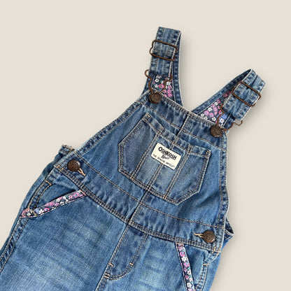 6-9 Months OshKosh Vintage Denim Floral Dungarees Romper Suit