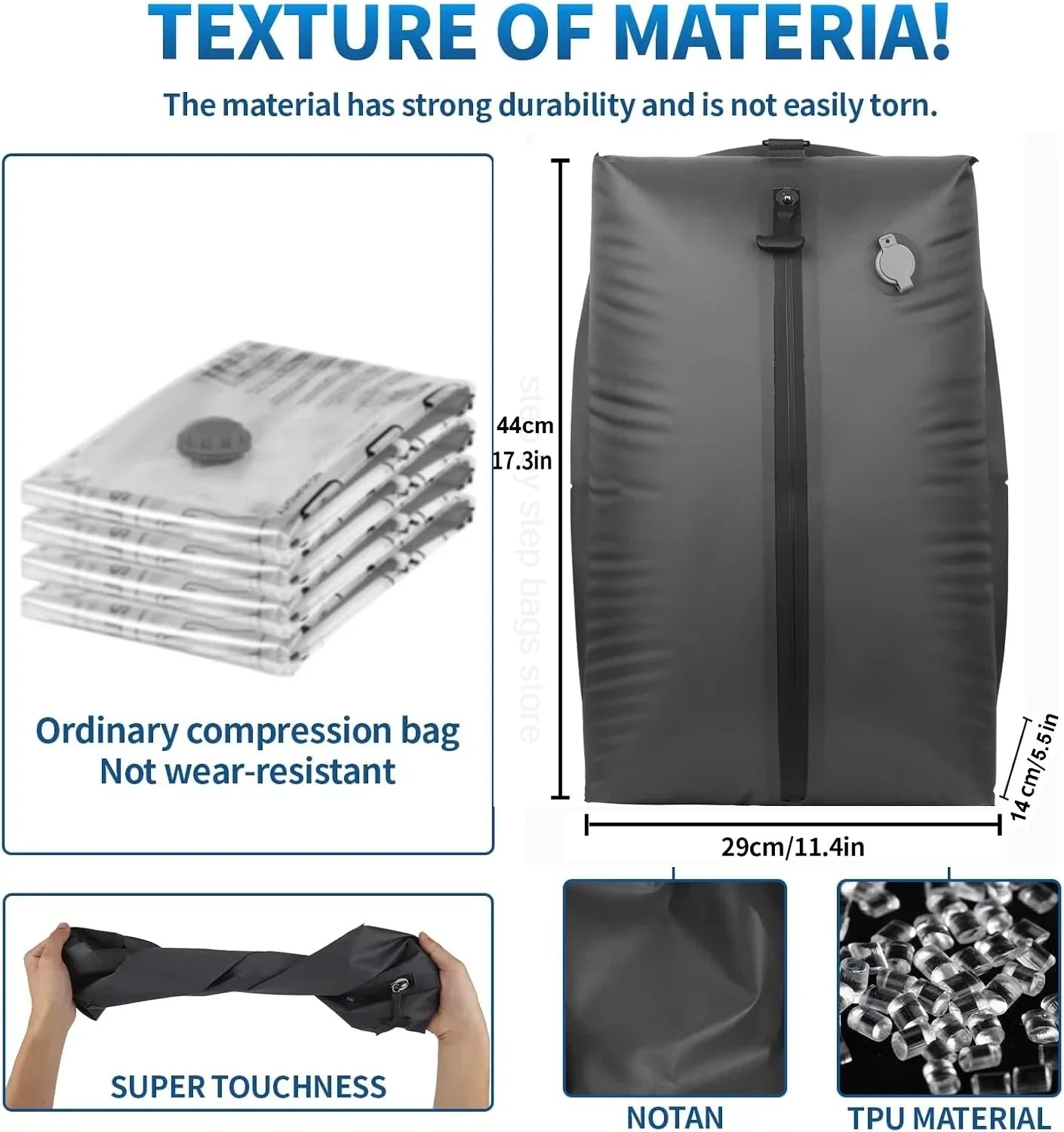 Travel Vacuum Storage Bags with Inflate and Extract Air Pump