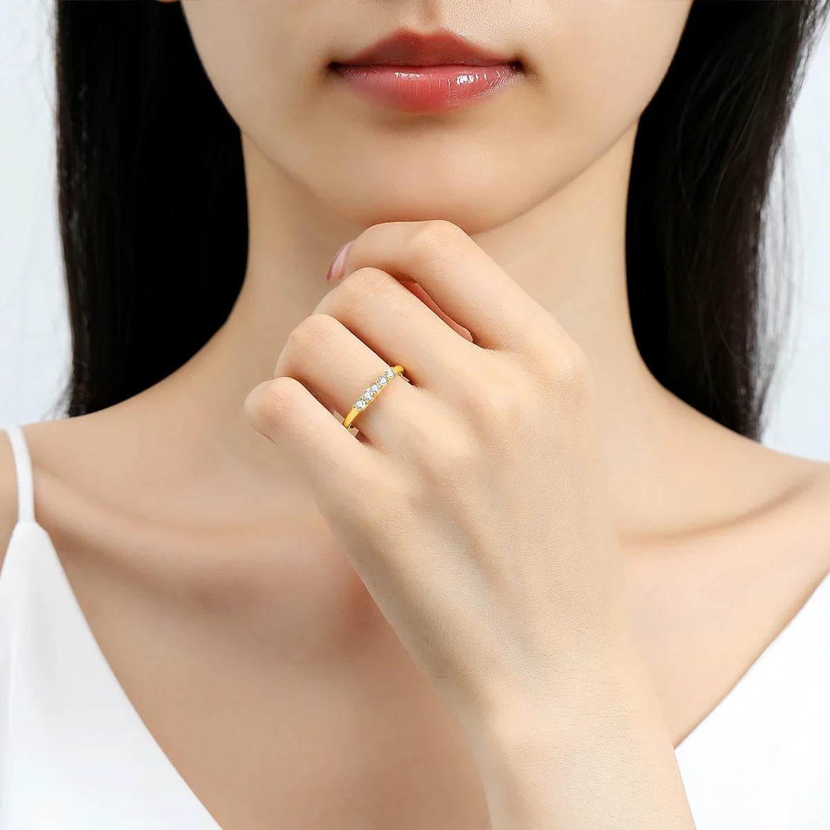 Gold Ring Real Gold Moissanite Stone Luxury Jewelry Certified 18k