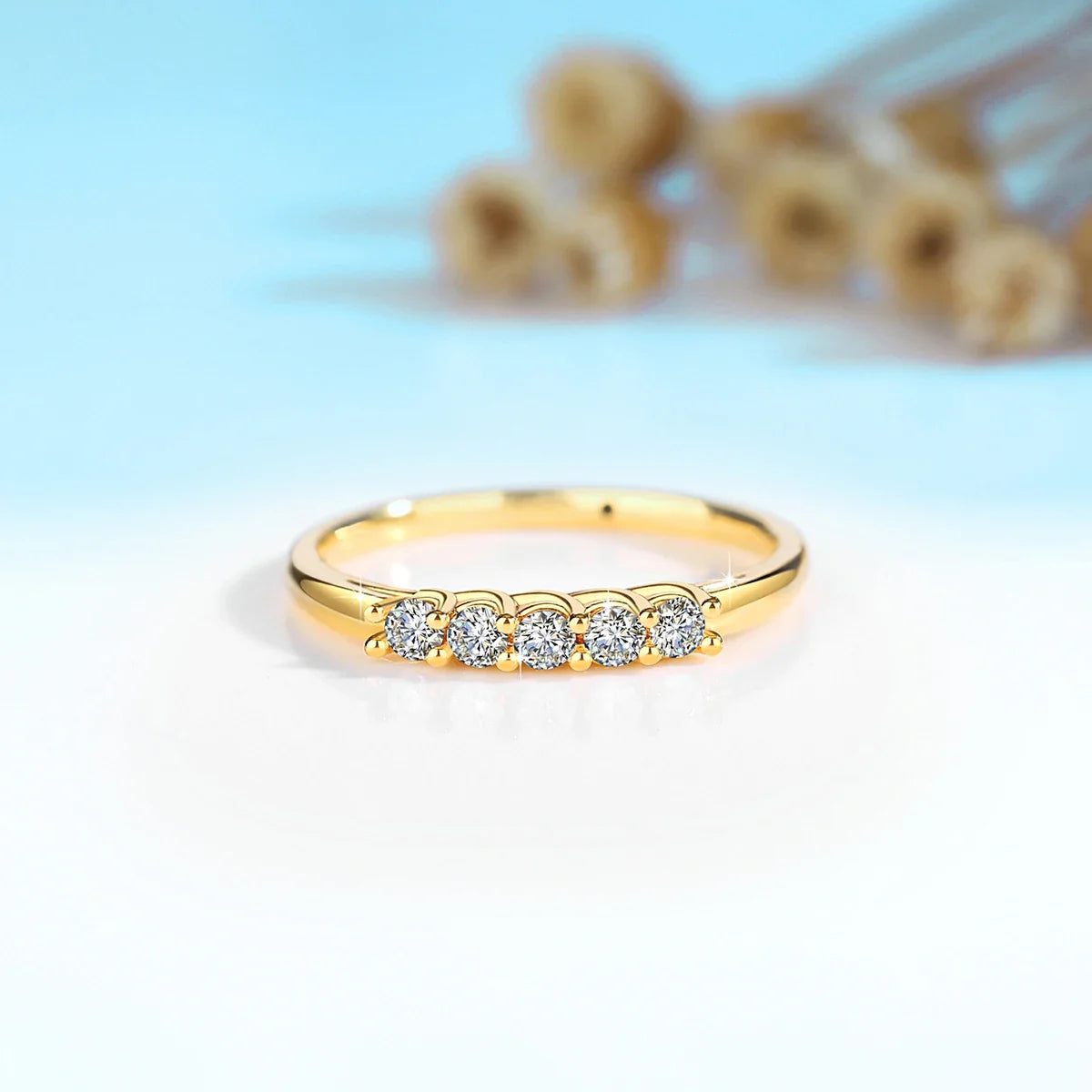 Gold Ring Real Gold Moissanite Stone Luxury Jewelry Certified 18k