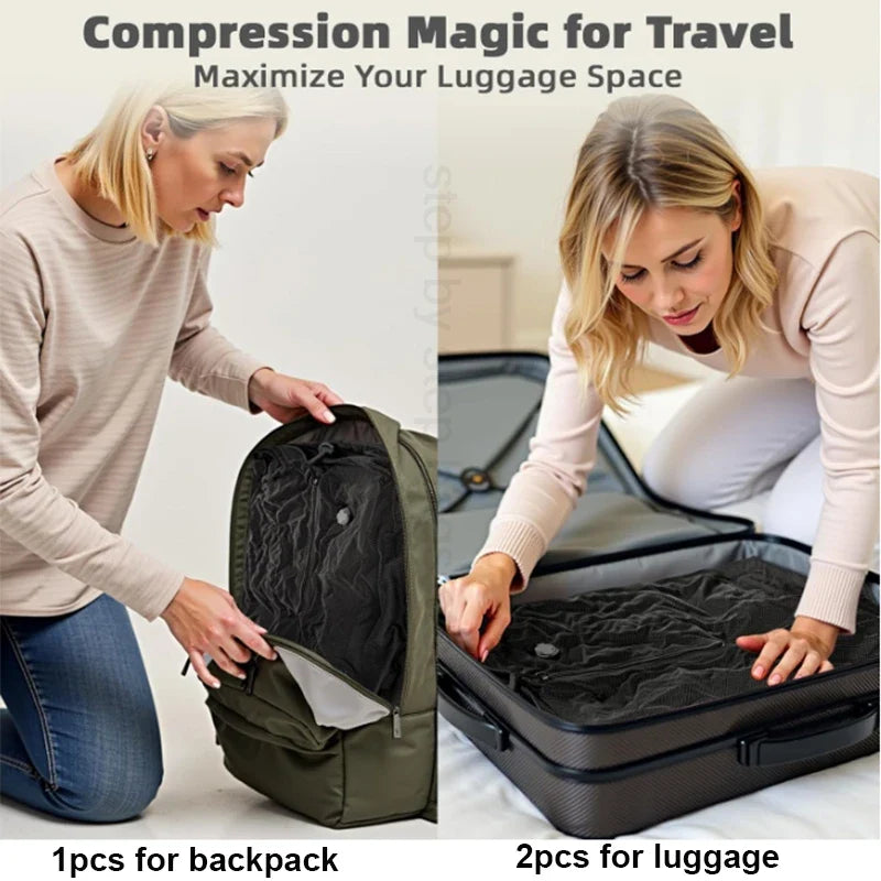 Travel Vacuum Storage Bags with Inflate and Extract Air Pump