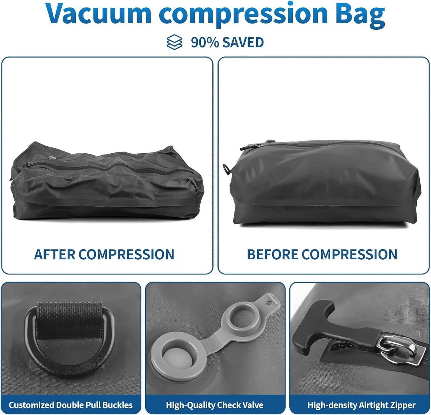Travel Vacuum Storage Bags with Inflate and Extract Air Pump