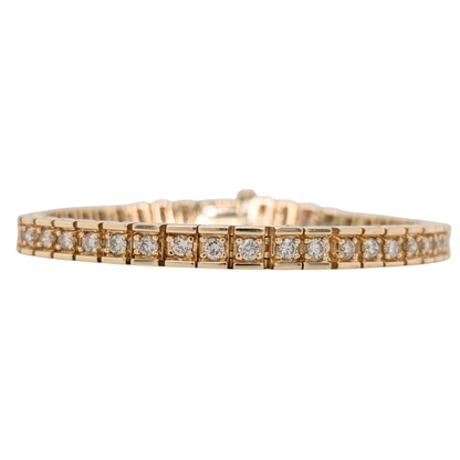 Estate: 14K Yellow Gold 3.5CTW Diamond Tennis Bracelet